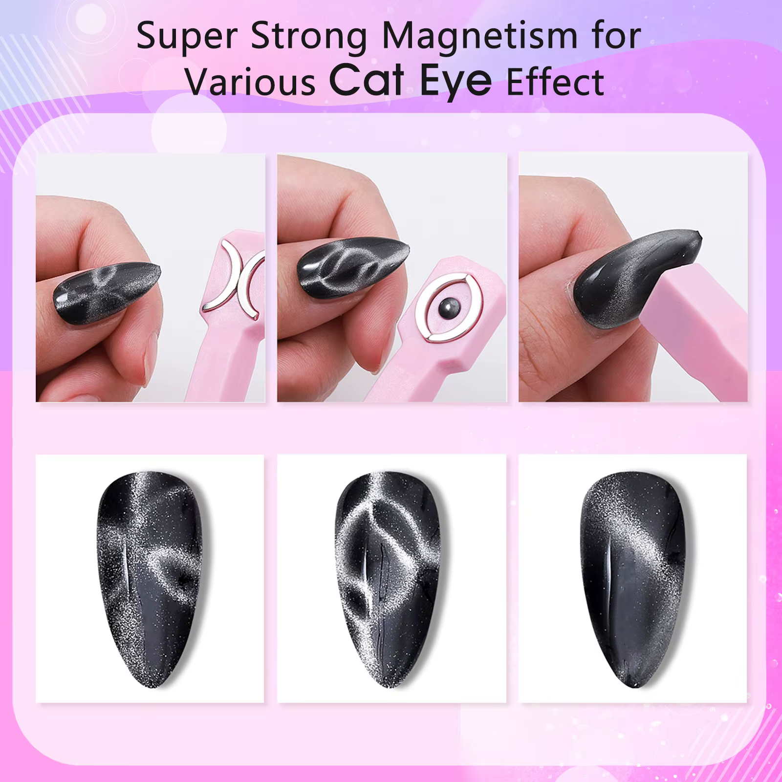 Outil magnétique pour ongles 3 en 1, aimant puissant œil de chat pour vernis à ongles Gel, outil mag