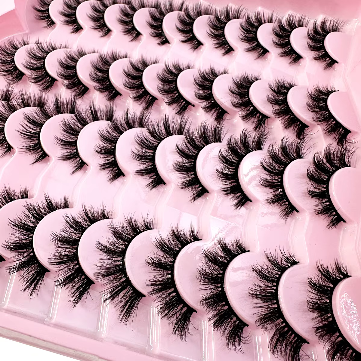 20 paires 5D cils moelleux D Curl cils épais oeil de chat cils doux vaporeux 8D Volume faux cils Ext