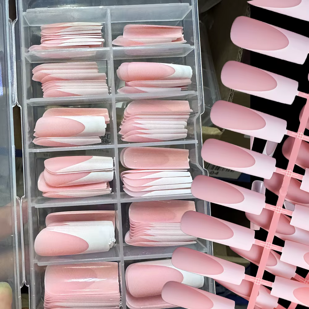 120 pièces/boîte mat rose français presse sur ongles acrylique longs carrés faux ongles conseils cou