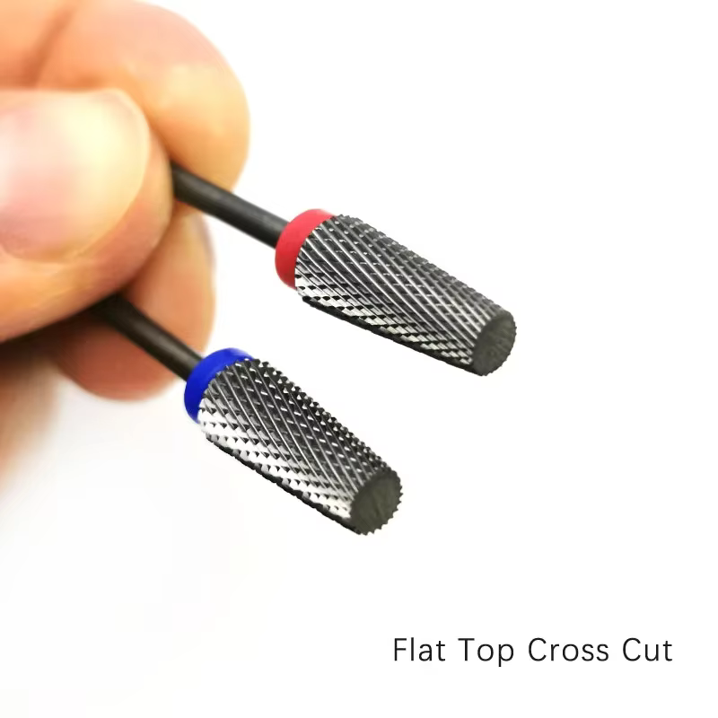 HYTOOS plat conique dents croisées foret 3/32 forets à ongles en carbure enlever Gel manucure Cutter