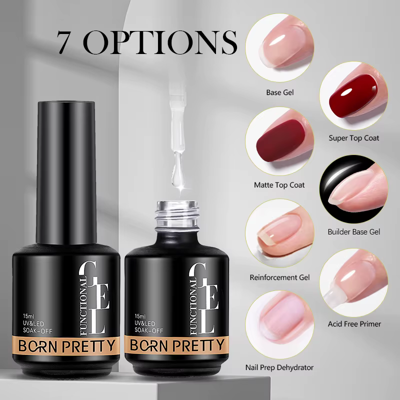 BORN PRETTY 15ml fonction Base de Gel Super couche de finition Gel de renfort Gel de Base en caoutch