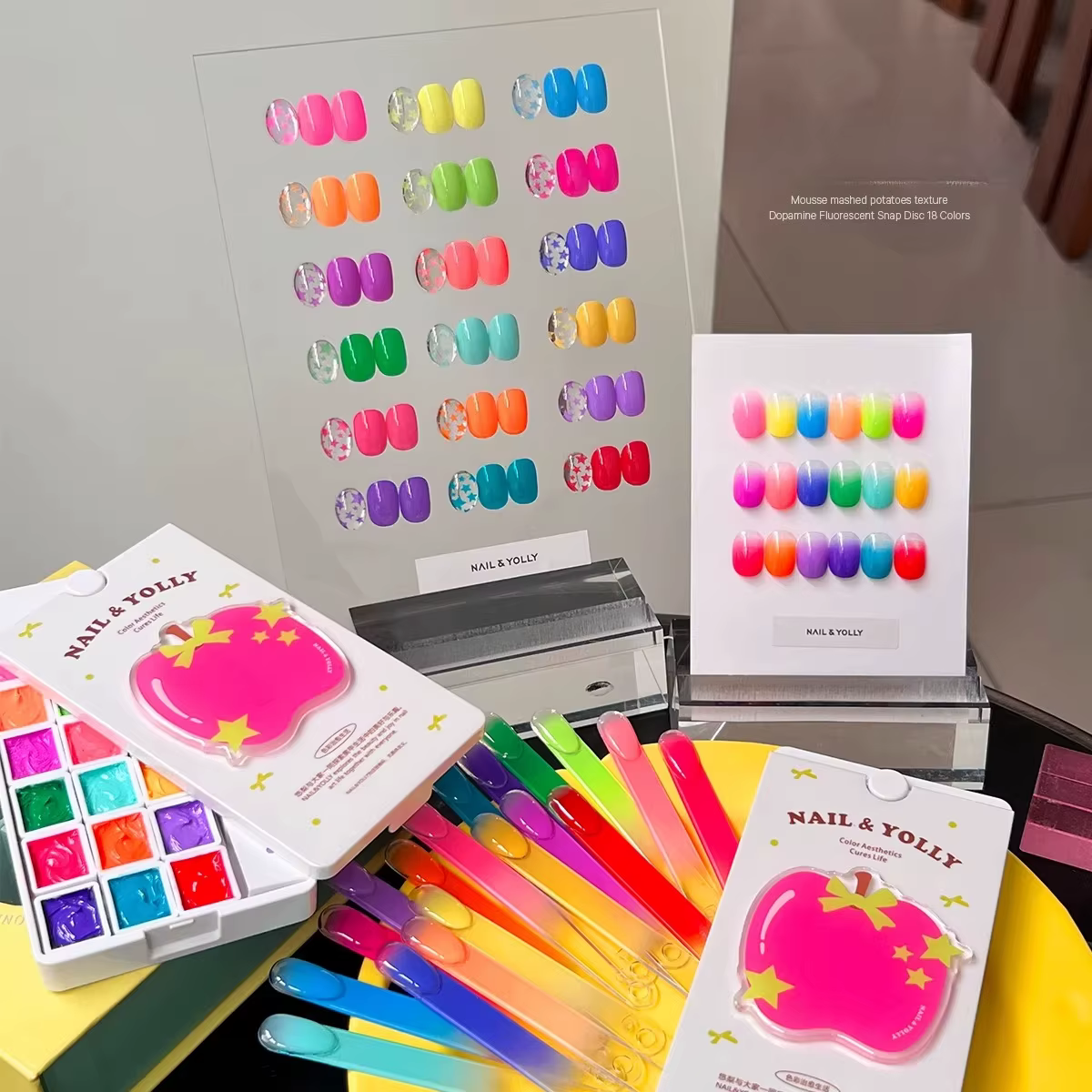 18 grilles de vernis à ongles gel fluorescent Dopamine, gel soak-off, gel de peinture pour nail art 