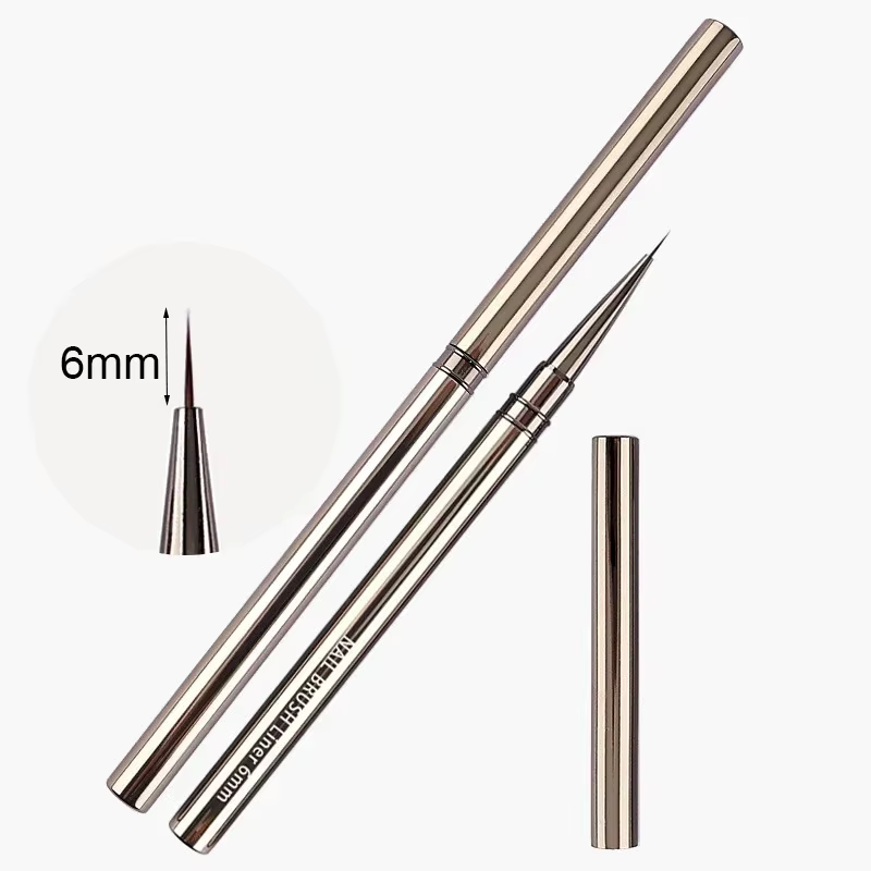 Pinceau de Peinture pour Ongles Français, 6/9/12/15/18mm, Gel UV, Lignes Allongées Ultra-Minces, Sty