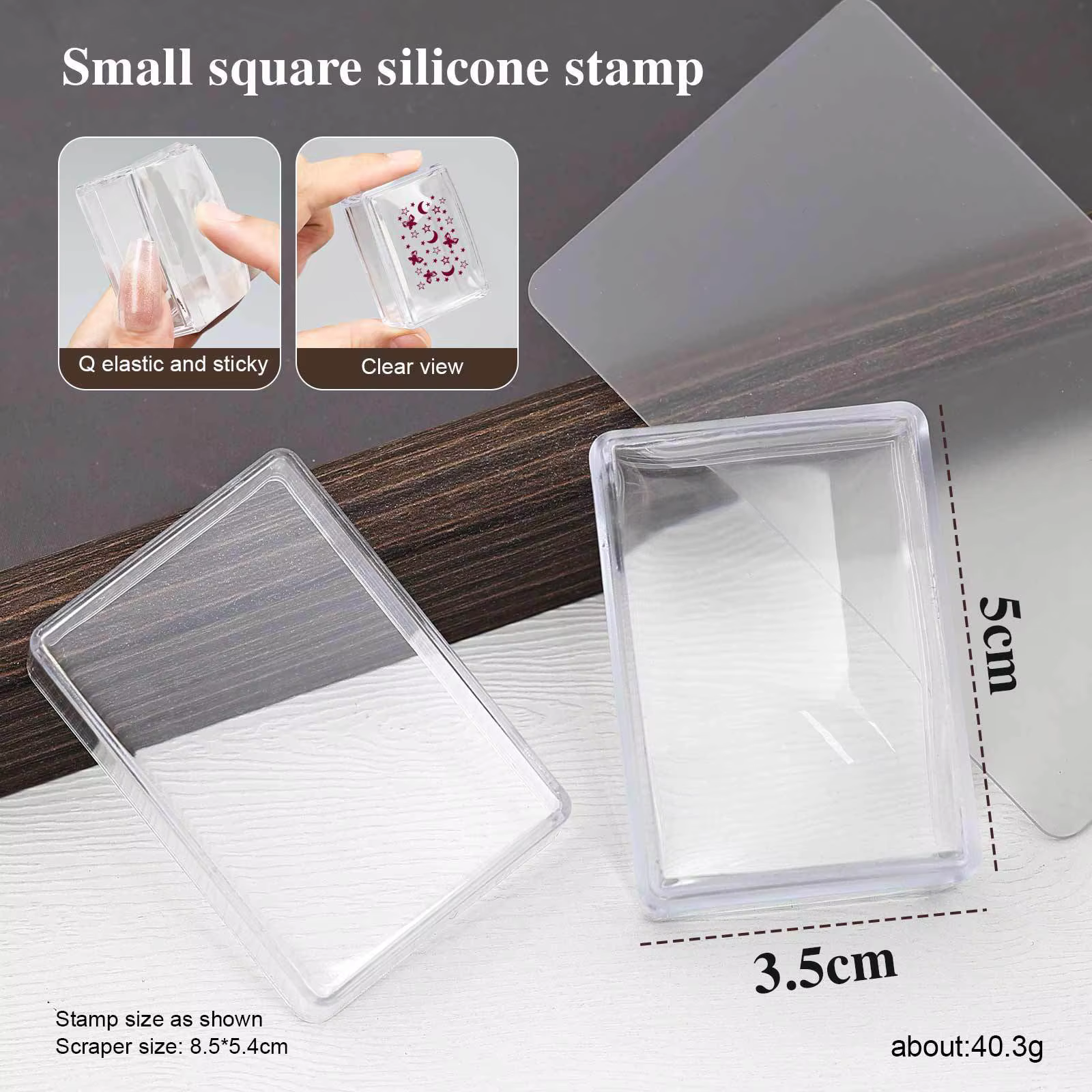 Kit de Plaques d'Estampage Carrées pour Nail Art, Manucure Française, Pochoirs en Silicone Transpare