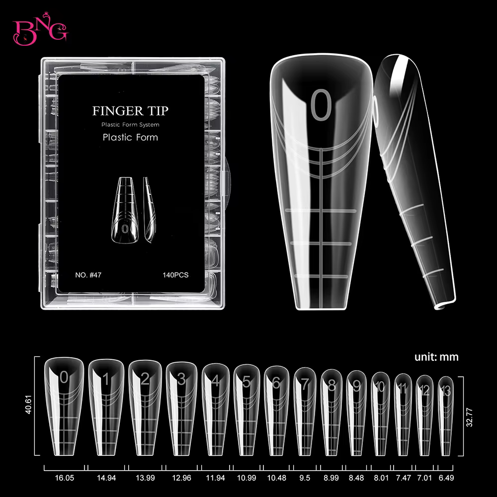 BNG Ballerina Nail Dual Forms pour Gel de Construction Poly, Réutilisables, Couverture Complète, Mou