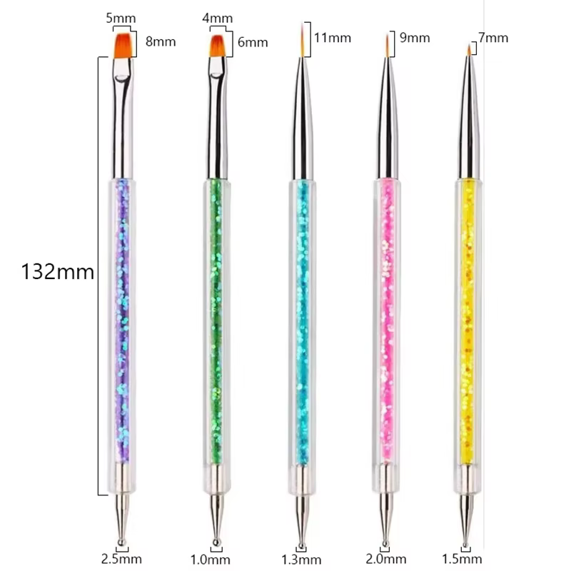 Stylo à points pour Nail Art, 5 pièces, fournitures de doublure pour dessin acrylique, brosse, stras