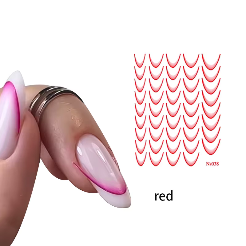 Autocollants pour Nail Art dégradé français, décalcomanies auto-adhésives multicolores, Guides de po