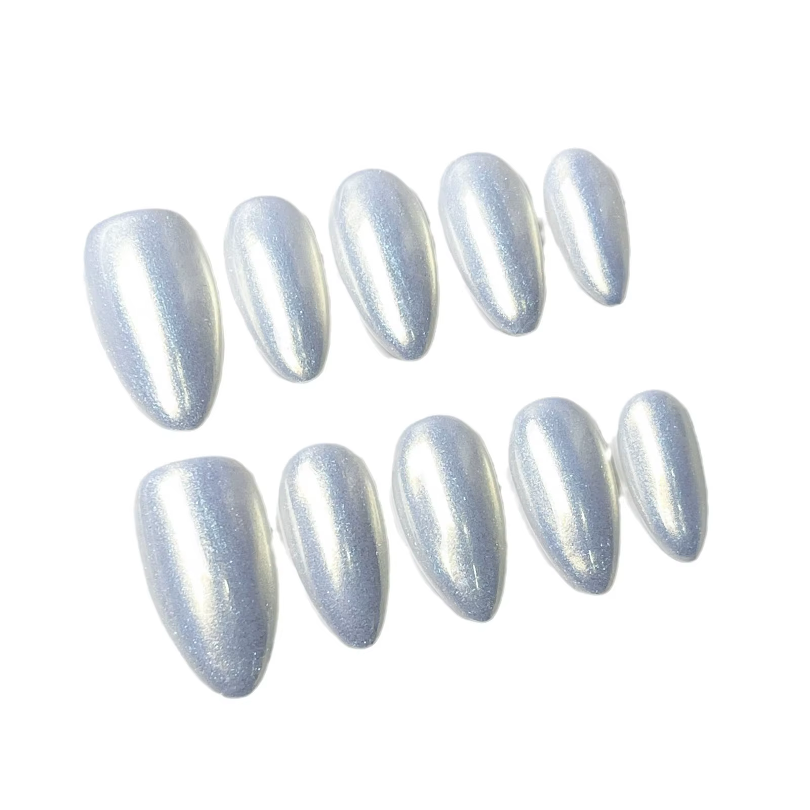 Lot de 10 faux ongles rouges faits à la main, à presser, en acrylique, mi-longs, forme amande, pour 