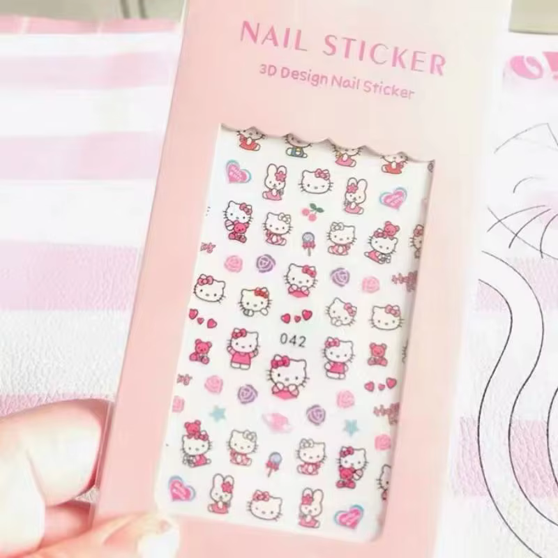 1 pièces Tomoni 3D Hello Kitty autocollant pour ongles dames mignon fournitures pour ongles décalcom