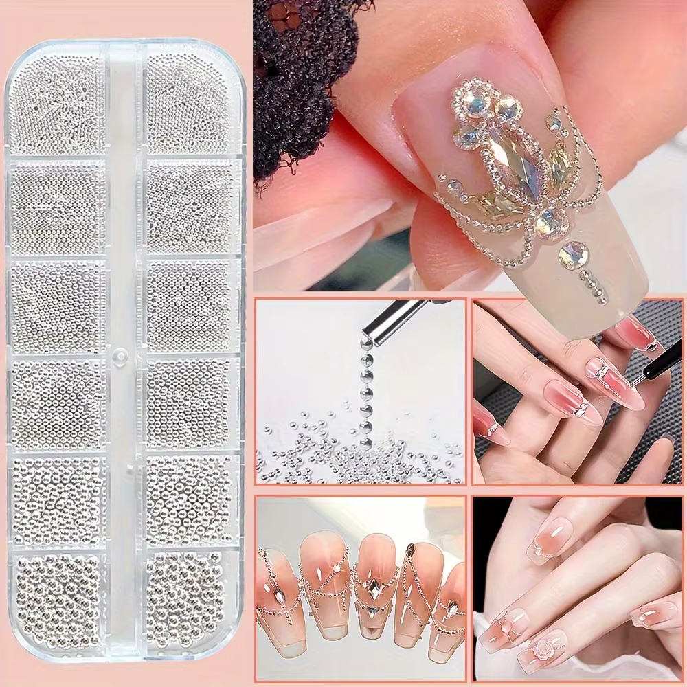Mini perles de Caviar pour décoration des ongles, 2 pièces/lot, décorations pour Nail Art, Micro bou