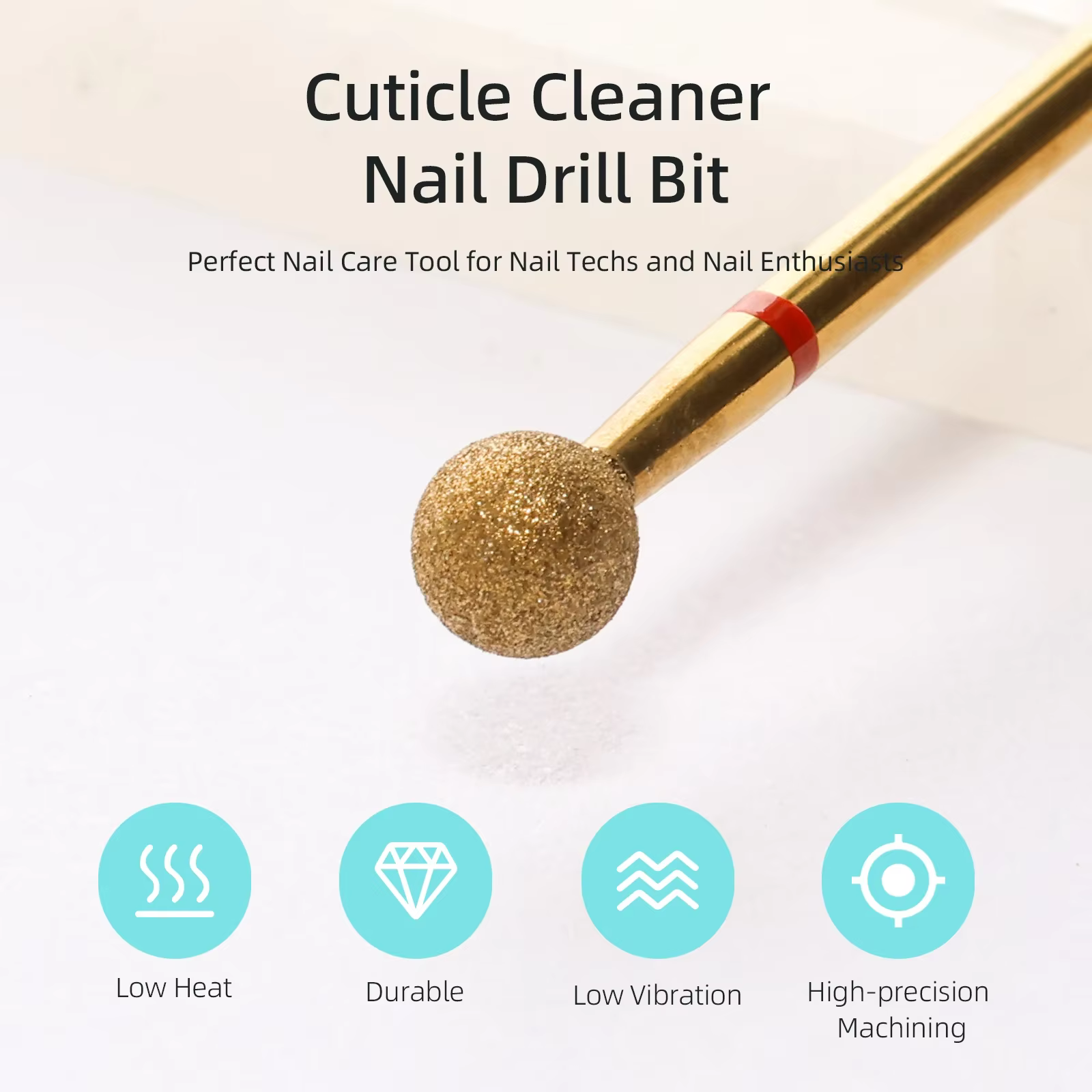 HYTOOS 5mm boule cuticule propre foret à ongles, titane russe diamant ongles Bits nettoyant pour ong