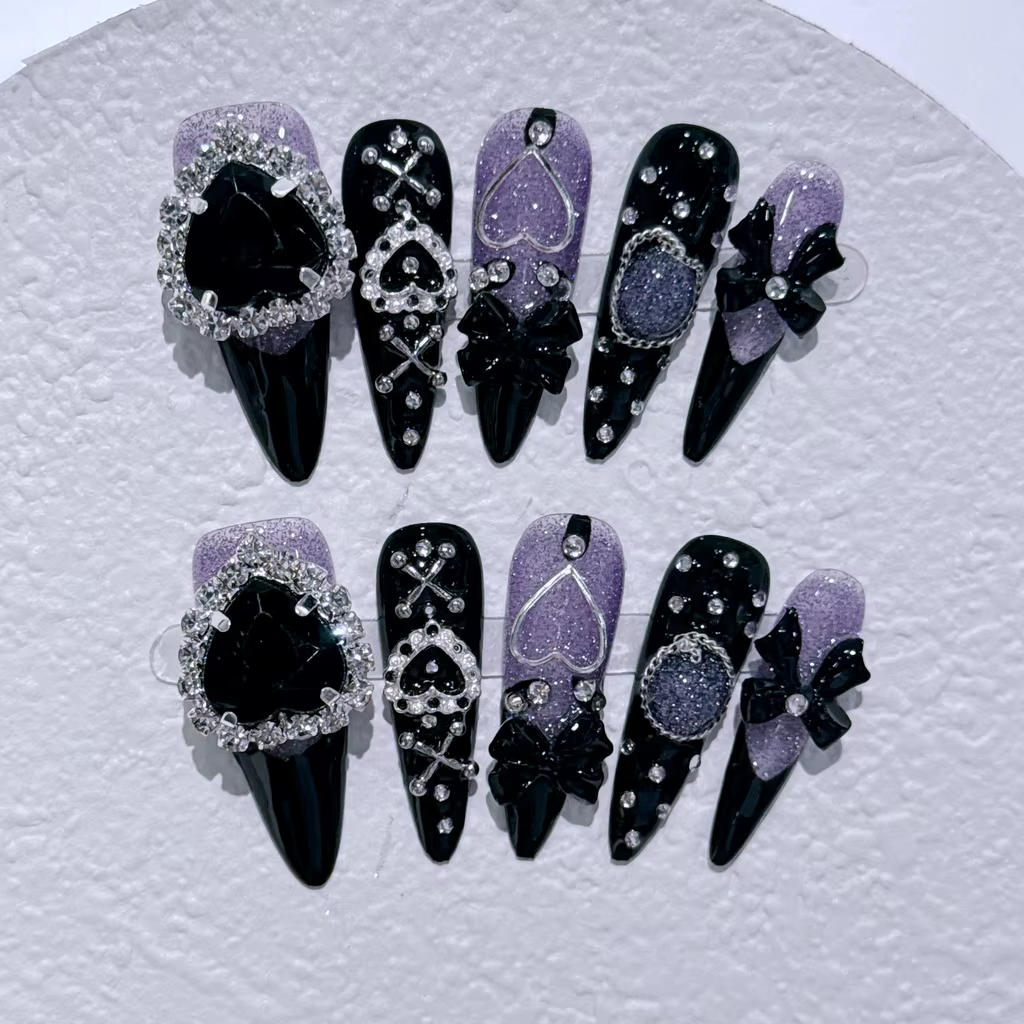 Menhera Sweet Refroidissement Longs Conseils Fait à la main Ongles portables y2k Spice Girls Presse 