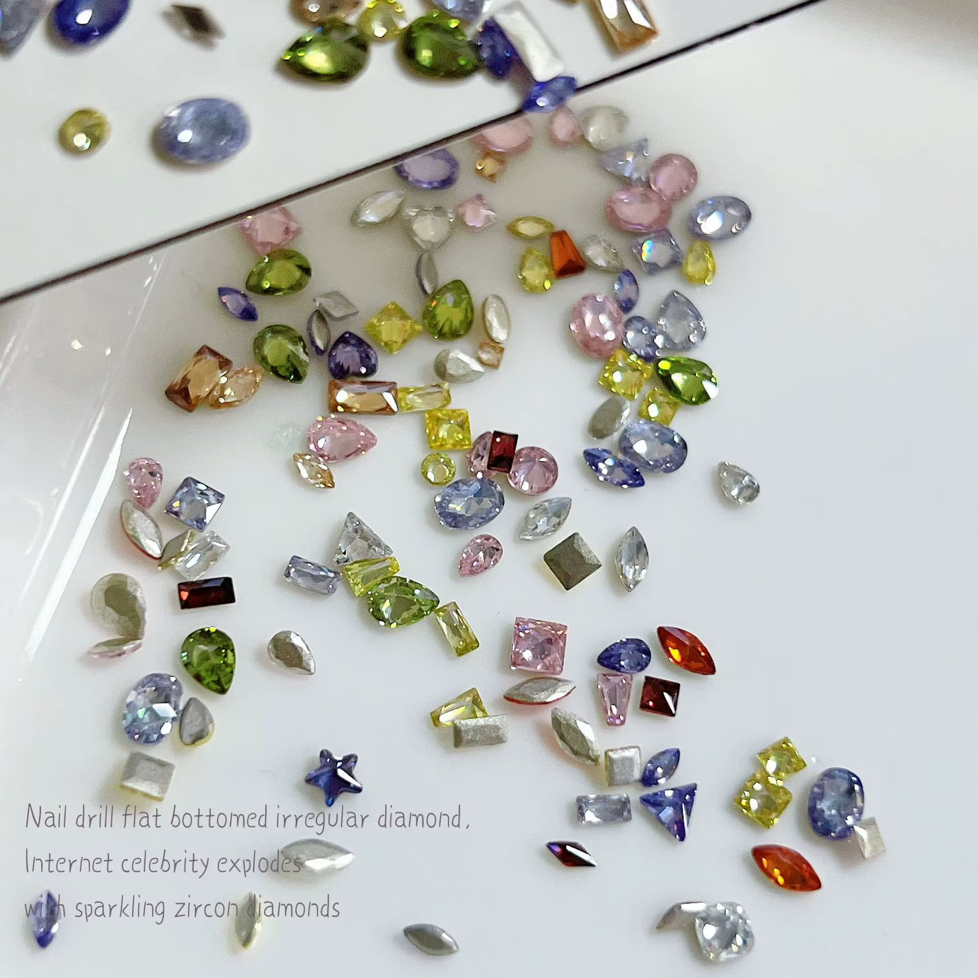 K9 perceuse à ongles Mini 5A Zircon diamant couleur mixte fond plat scintillant bord inversé Zircon 