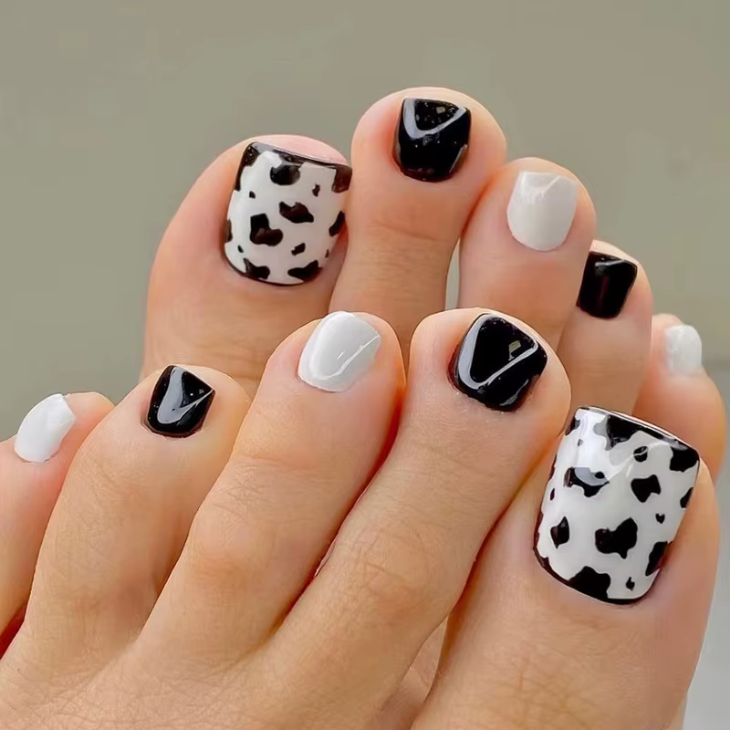24P faux ongles avec colle ligne française paillettes faux ongles Art détachable presse sur les ongl