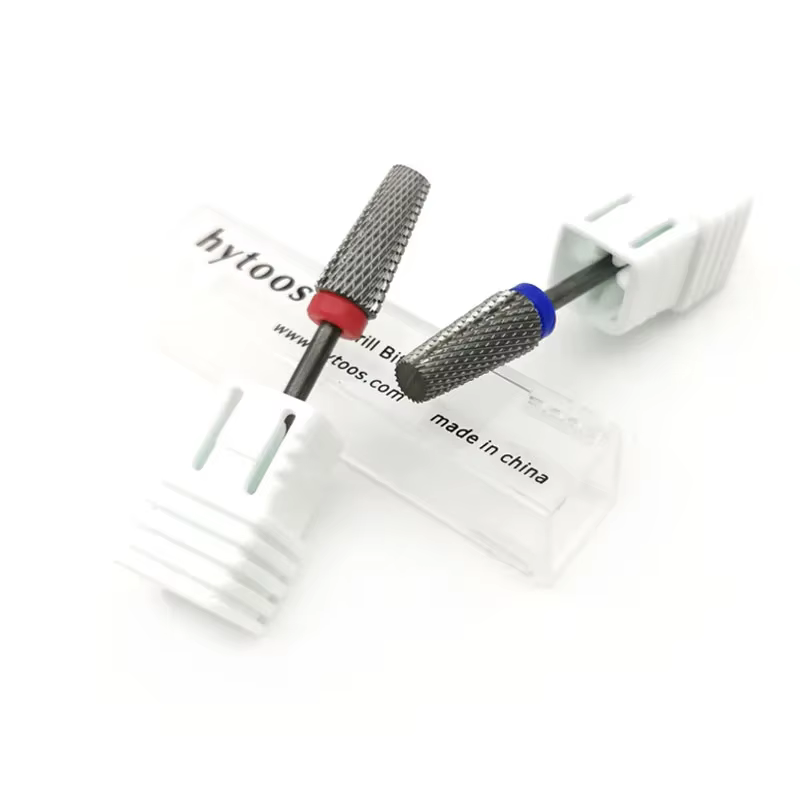 HYTOOS plat conique dents croisées foret 3/32 forets à ongles en carbure enlever Gel manucure Cutter