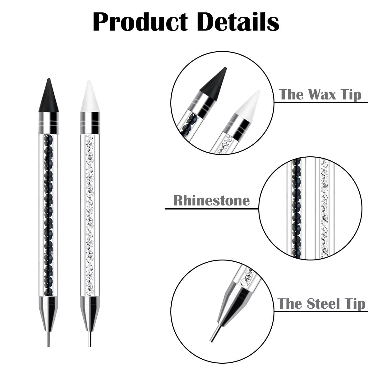 Stylo à points pour sélecteur de strass, pierres précieuses à double extrémité, cristaux, goujons, c