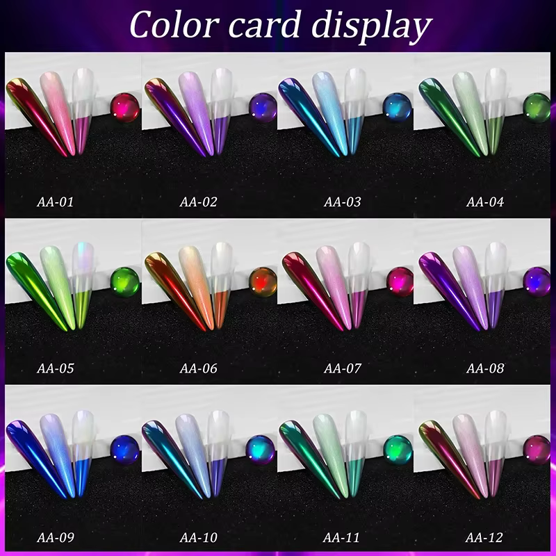Poudre miroir magique caméléon polarisant, paillettes pour ongles, diamant holographique à haute lum