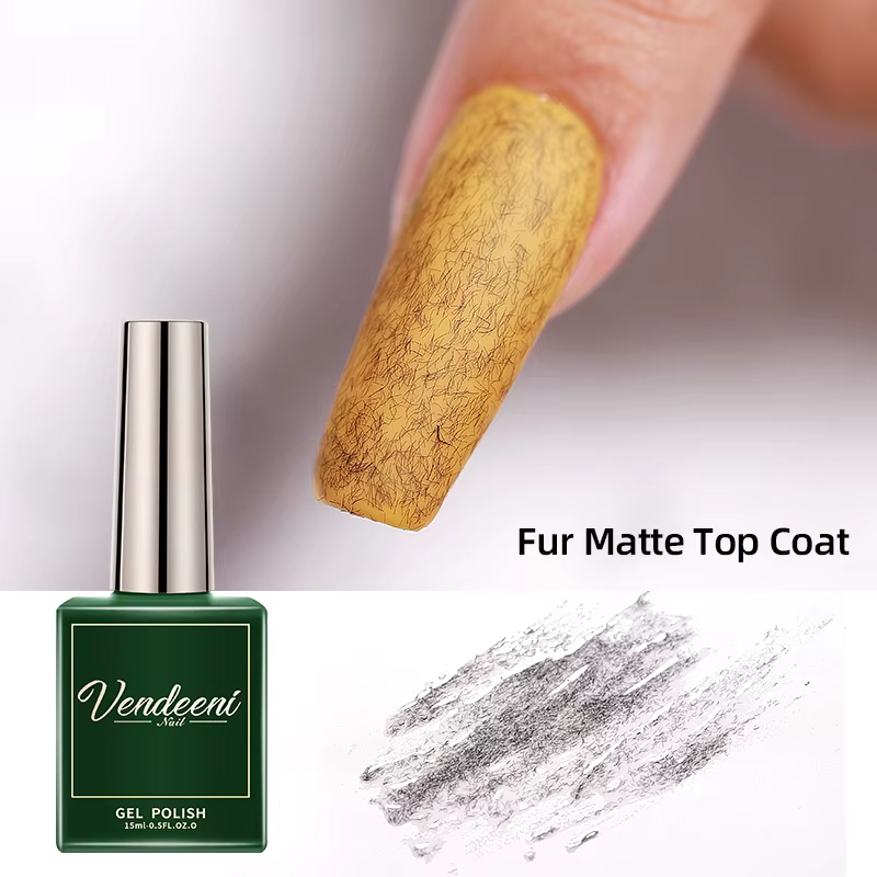 Vendeeni 15ml fourrure peluches couche de finition Gel vernis à ongles brillant effet mat UV LED Gel