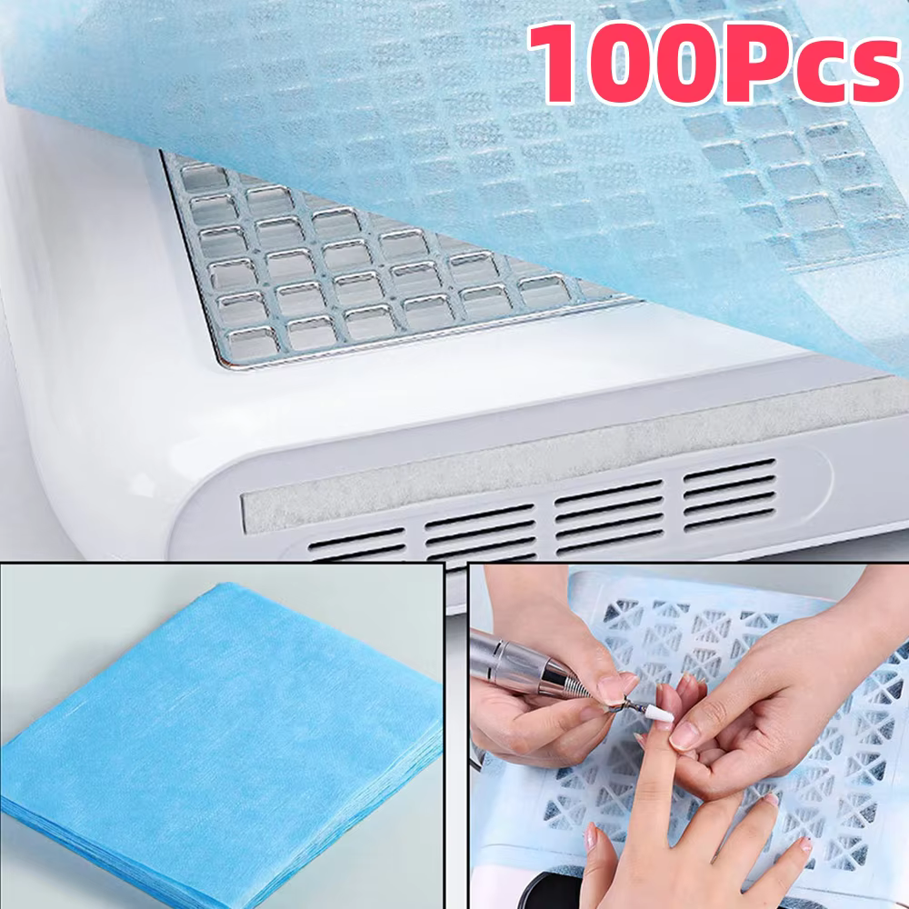 Ensemble de papier filtre collecteur pour aspirateur d'ongles, 100 pièces, 20x24cm, anti-poussière, 