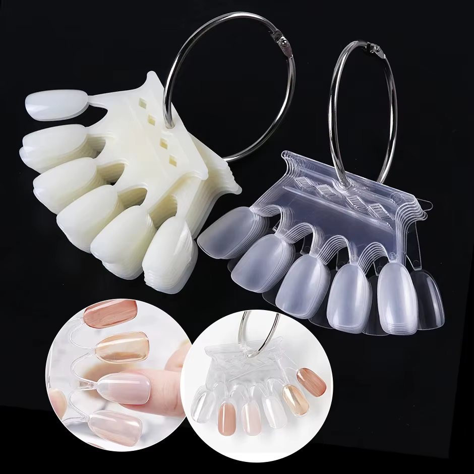 Présentoir de faux ongles en forme de couronne, carte de couleur naturelle claire, support de Gel po