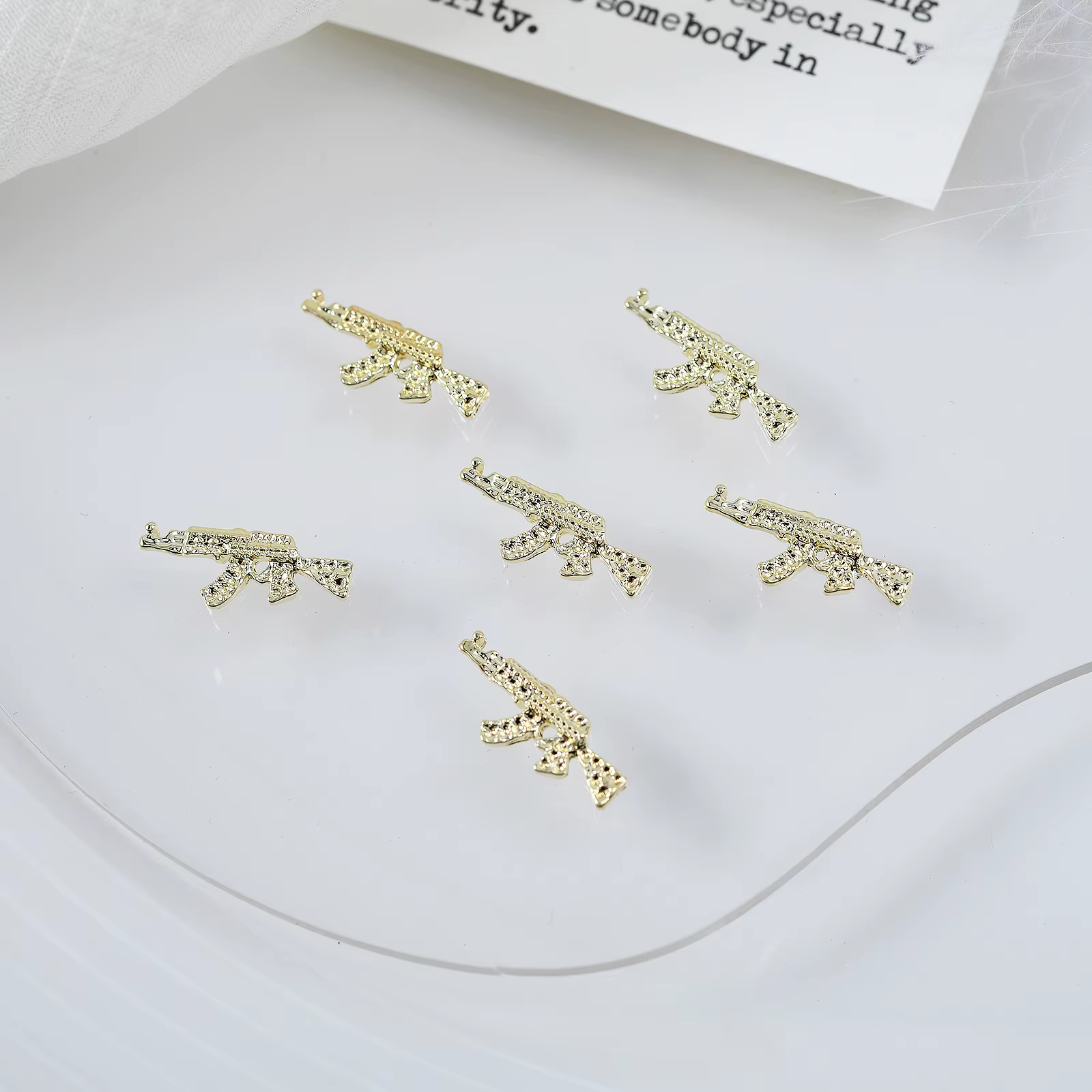 20 pièces de luxe rétro argent pistolet ongles breloques alliage ongles bijoux 3D 3D métal A-K/47 pi