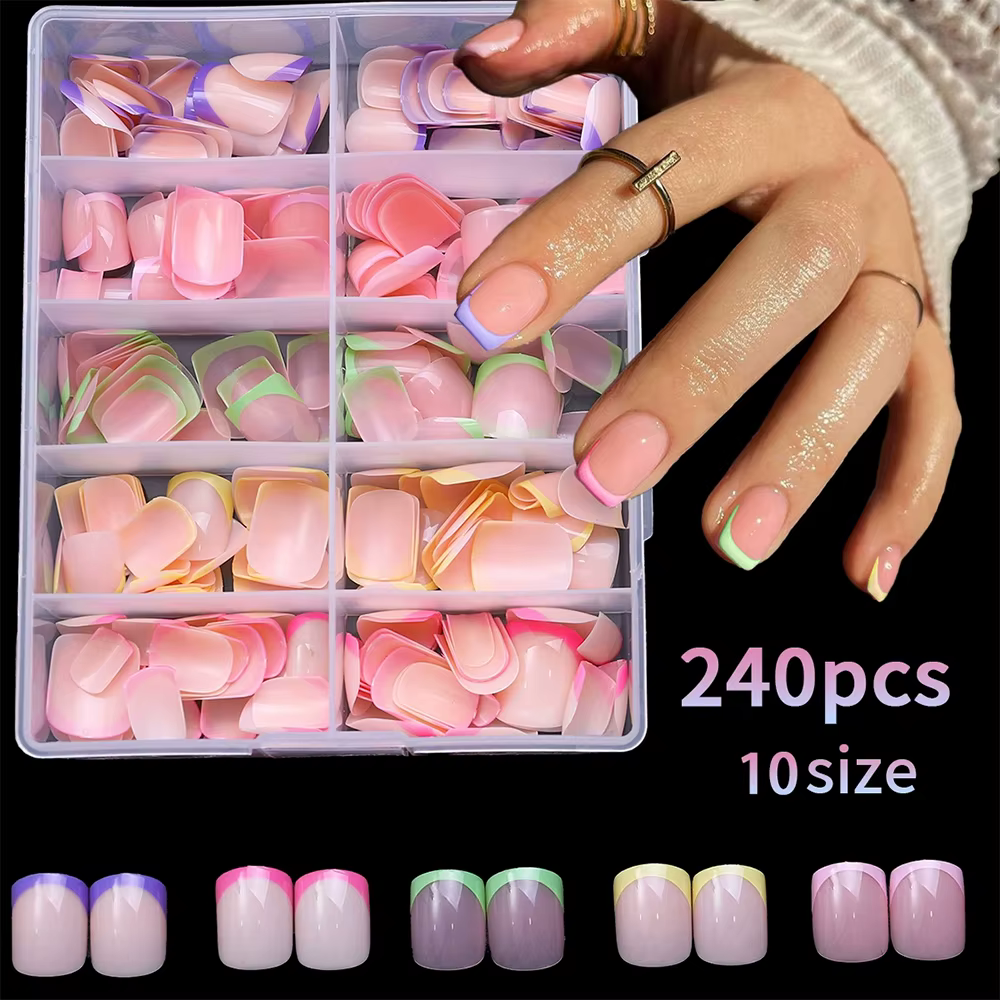 240/120 pièces coloré français court carré faux ongles couverture complète faux ongles pointe Extens