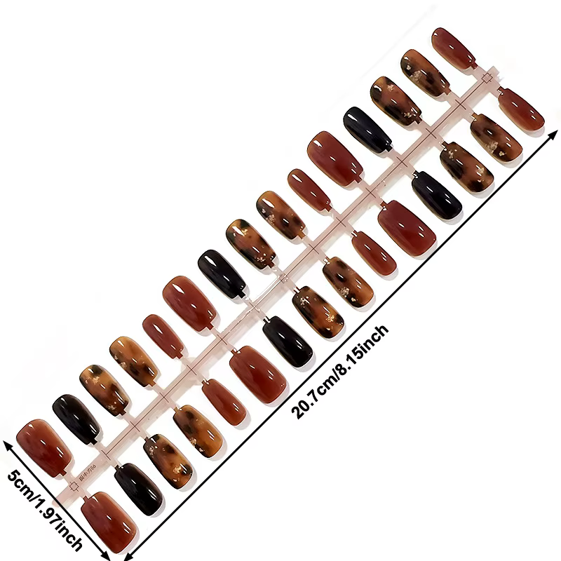 30 pièces presse sur ongles automne hiver Caramel ambre ombrage décoration portable faux ongles couv