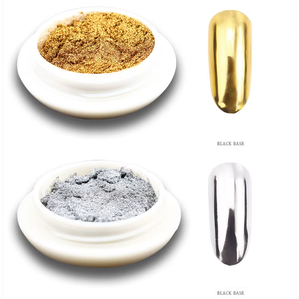 2 pièces miroir magique métallique or argent Chrome poudre à ongles miroir paillettes Pigment Nail A