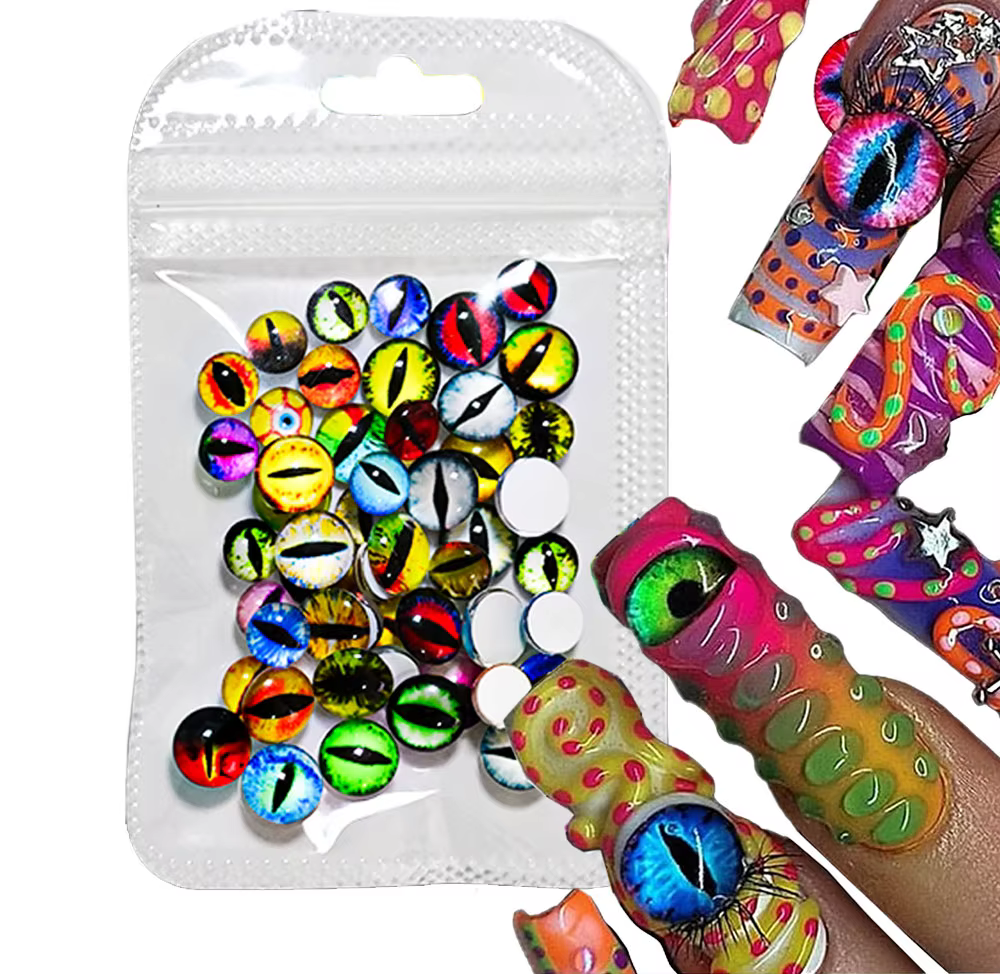 20/50 pièces 3D cristal oeil d'animal perles breloques pour ongles 6/8/10mm mixte Dragon globe ocula