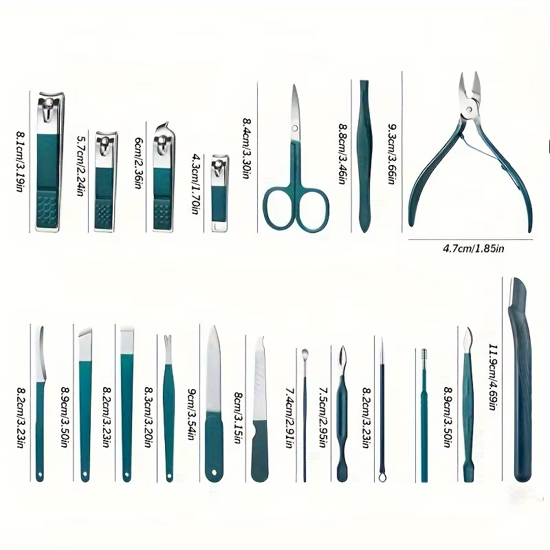 Kit professionnel de soins des ongles de 7 à 18 pièces, ensemble de manucure et pédicure en acier in