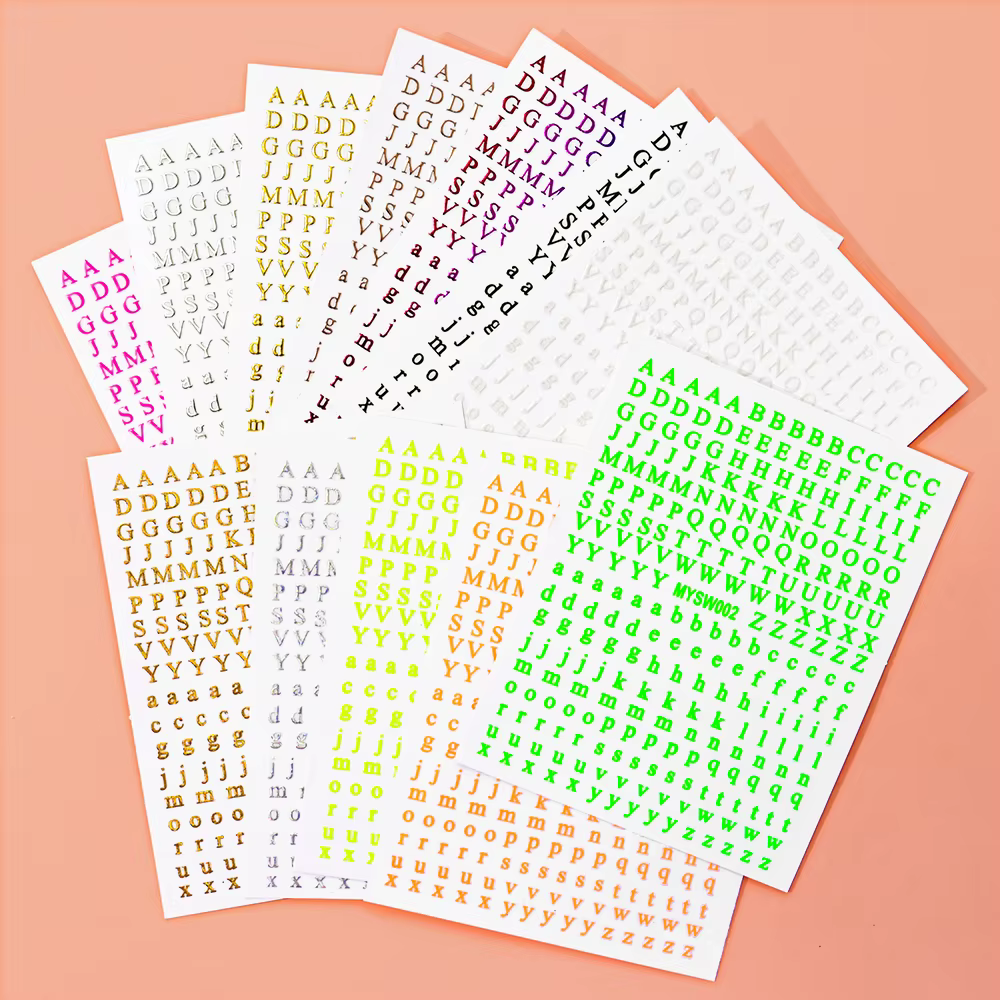 Autocollant pour ongles Alphabet 3D, 1 pièce, Laser argent/or, 26 lettres anglaises, décalcomanies p