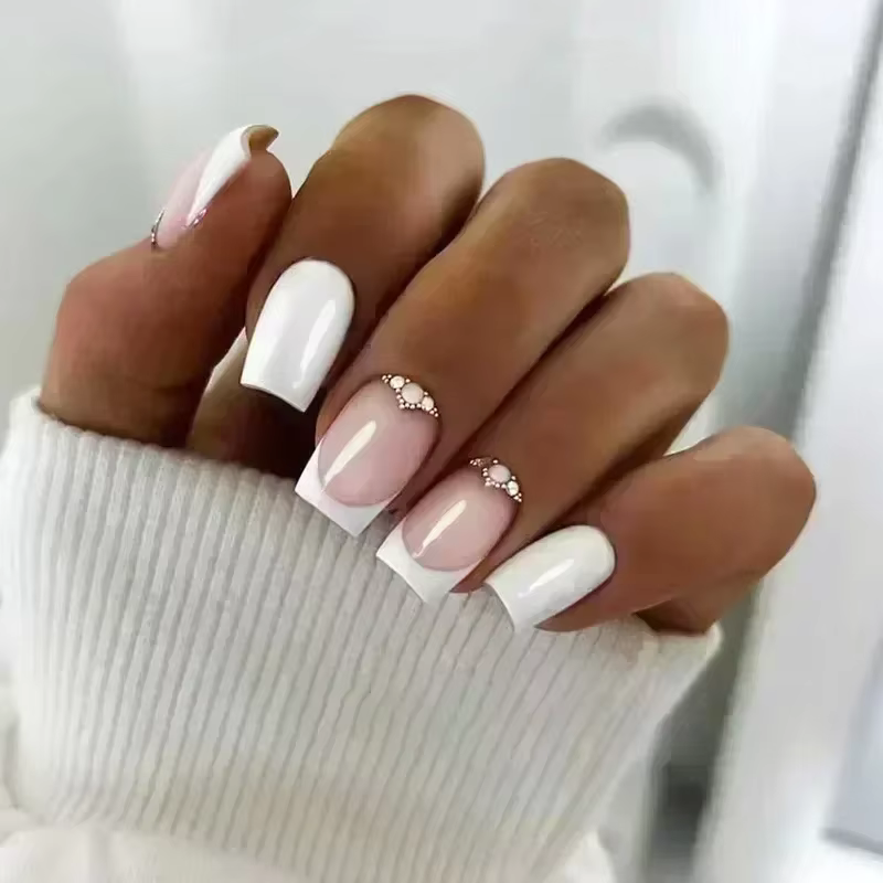 Faux ongles jaunes simples, 24 pièces, cercueil court, Art artificiel avec Design français, portable