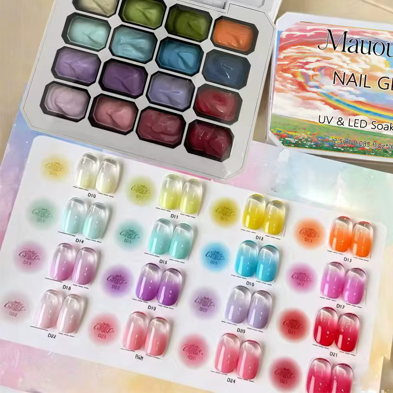 Vernis à ongles gel solide 16 couleurs, gel à appliquer, vernis à ongles dégradé effet blush printem