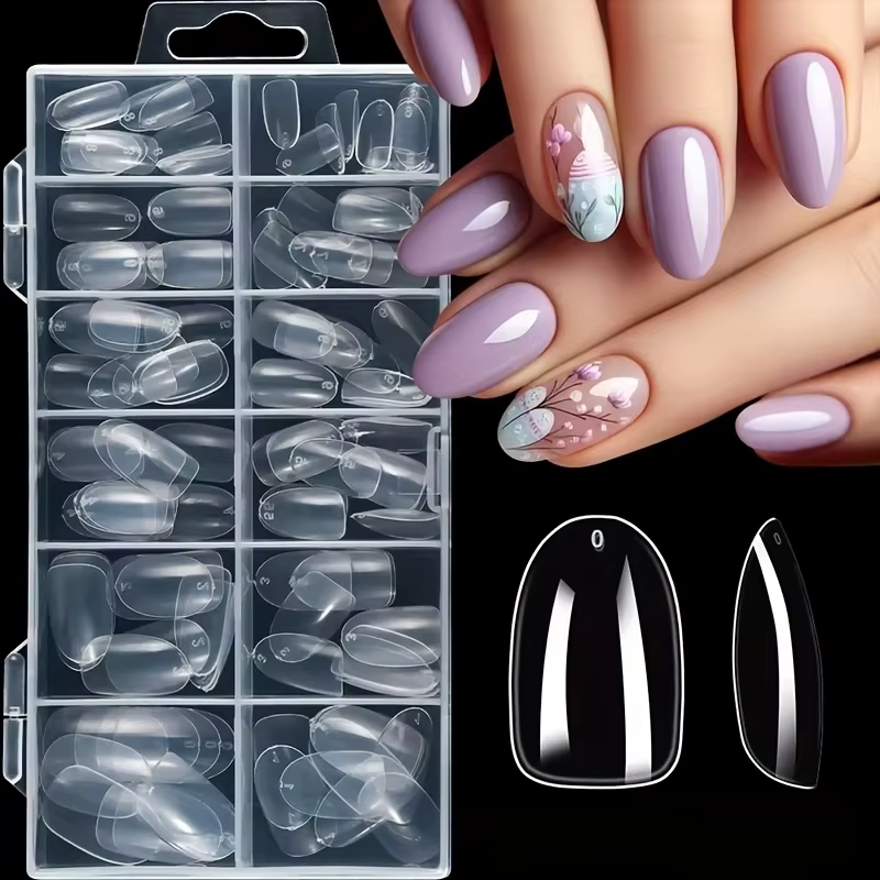 120 pièces de faux ongles transparents en forme de cercueil/mandarine/avrilien/carré/ovale/autres fo