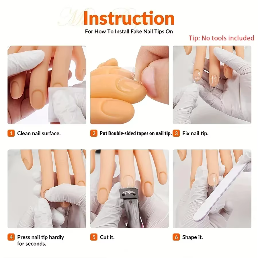 1 ensemble de faux mains pour Nail Art, Flexible, souple, réglable, en plastique, modèle prothétique