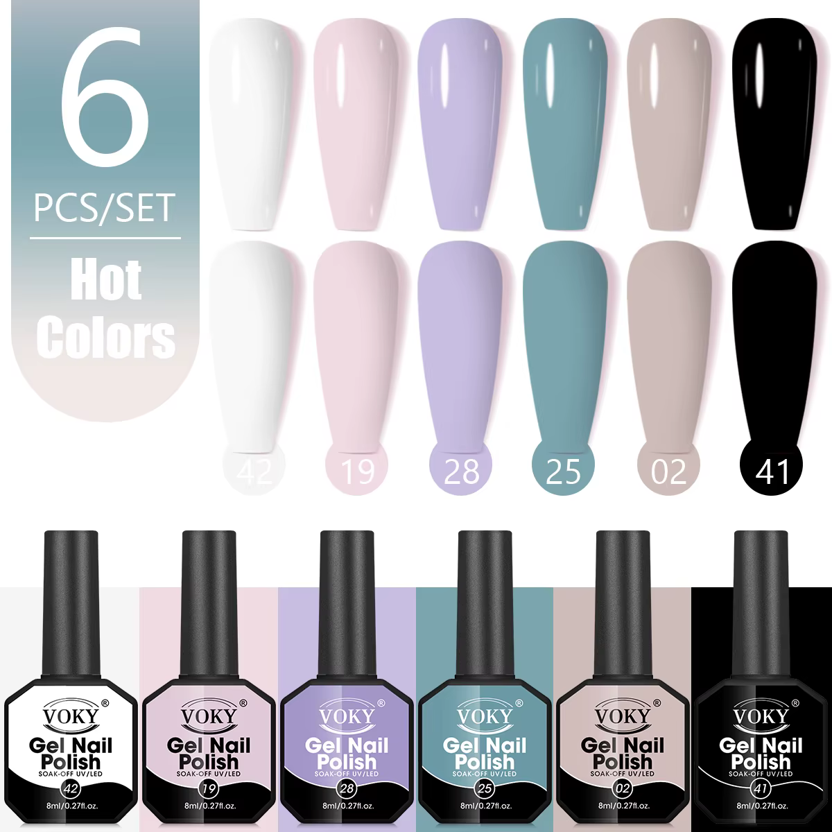 Ensemble de vernis à ongles en gel, 6 pièces, hypoallergénique, sans fragmentation, lavable, formula