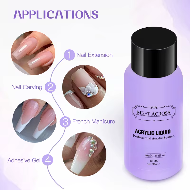 MEET ACROSS 40ml liquide acrylique pour poudre acrylique poussière ongles monomère cristal Nail Art
