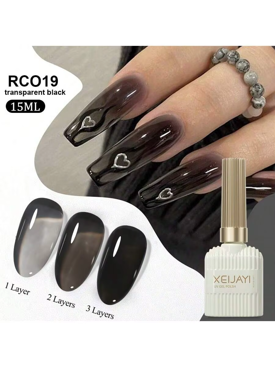 XEIJAYI 1 pièce 15Ml vernis à ongles Gel noir, Nail Art toutes saisons, vernis à ongles Gel Led à tr