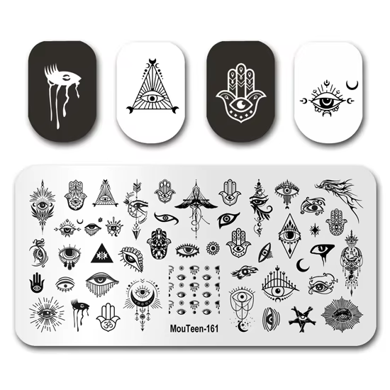 Tampon à ongles d'art MouTeen044 lettres Viking de Divination plaques d'estampage d'ongle ensemble d