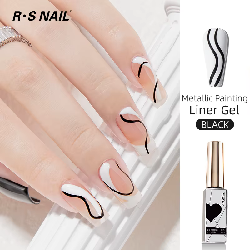 RSNAIL Gel Liner Pailleté Métallique Vernis à Ongles Blanc Noir Gel UV Peinture DIY Nail Art Gel Ray