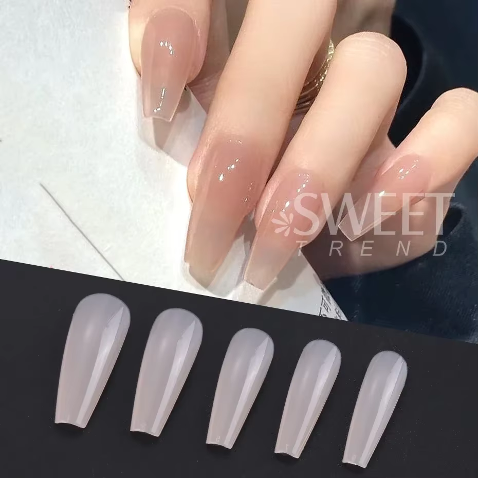 100 pièces nu rose faux ongles presse sur ongles acrylique Extension cercueil formes ongles conseils
