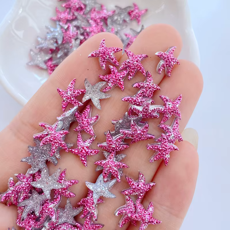 100 pièces/sac Kawaii Mini étoiles colorées 3D mignon Nail Art décorations Macaron ongles breloques