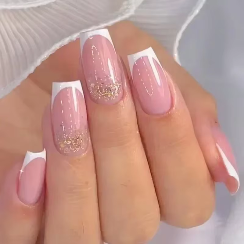 Faux ongles jaunes simples, 24 pièces, cercueil court, Art artificiel avec Design français, portable