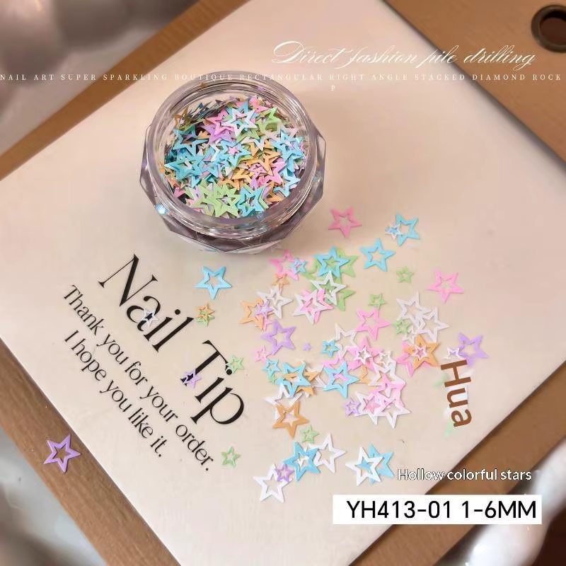 Paillettes de nail art Macaron Pastel creuses, formes variées, couleurs douces pour la décoration de
