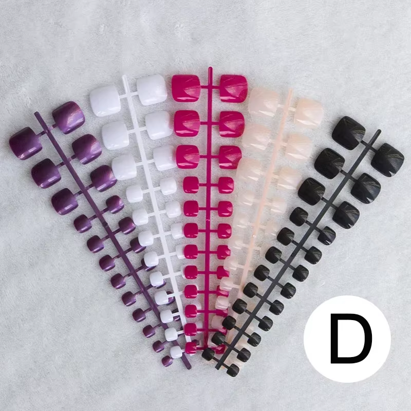 Mélangé 5 couleurs couverture complète faux ongles pied court faux ongles couleur bonbon 24 pièces/e