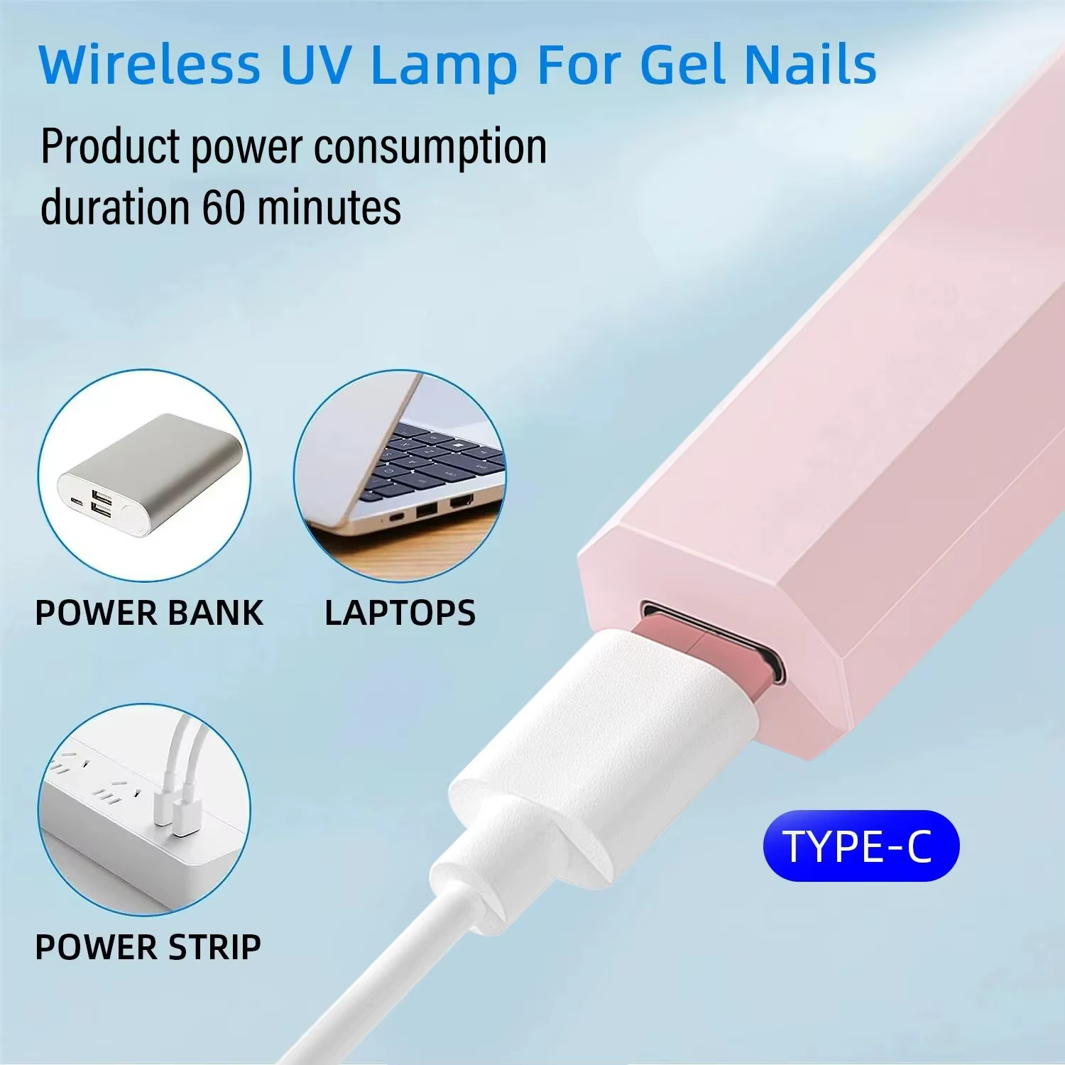 Lampe monogramme portative UV LED pour ongles, pour le durcissement de tous les vernis Gel, Recharge