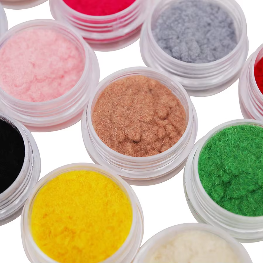 Poudre de flocage de Pigment de velours pour Nail Art, 12 couleurs, pour pointes créatives d'ongles,