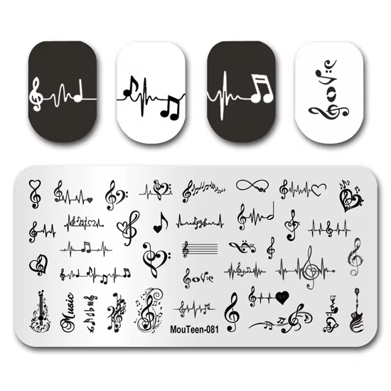 Tampon à ongles d'art MouTeen044 lettres Viking de Divination plaques d'estampage d'ongle ensemble d