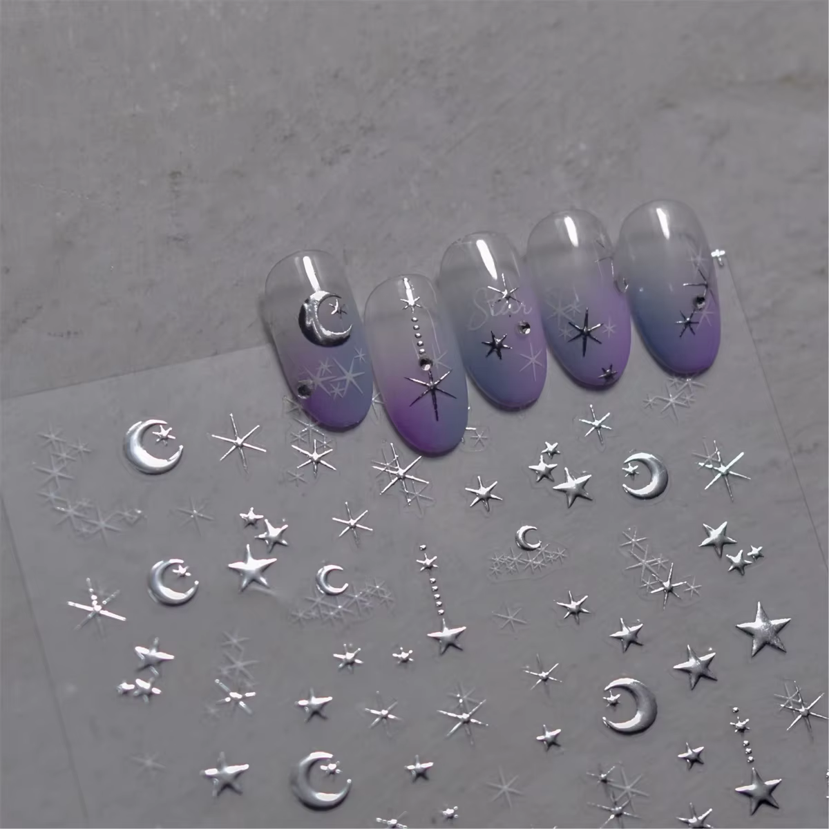 Autocollants pour ongles bronzants coréens 5D, 1 pièce, or japonais, argent, étoile, lune, luxe, déc