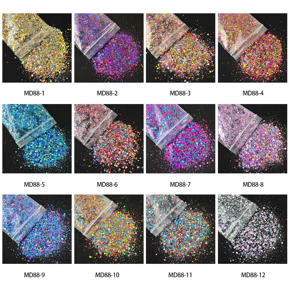 50G holographique mixte hexagone gros paillettes Laser brillant irisé Nail Art paillettes résine tra